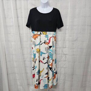 Colorful Midi Dress with Black Top